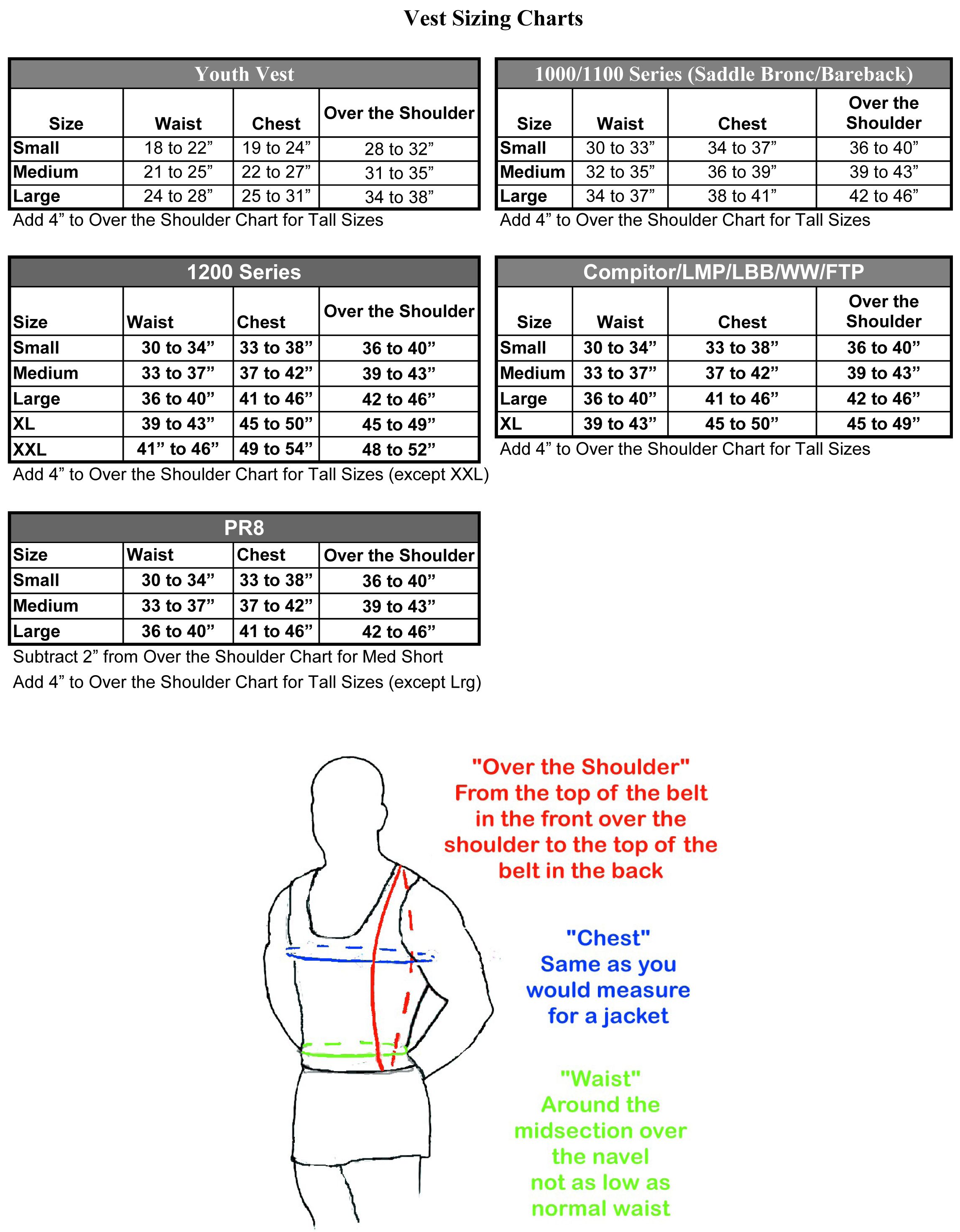 vest-size-chart | Ride Right Gear
